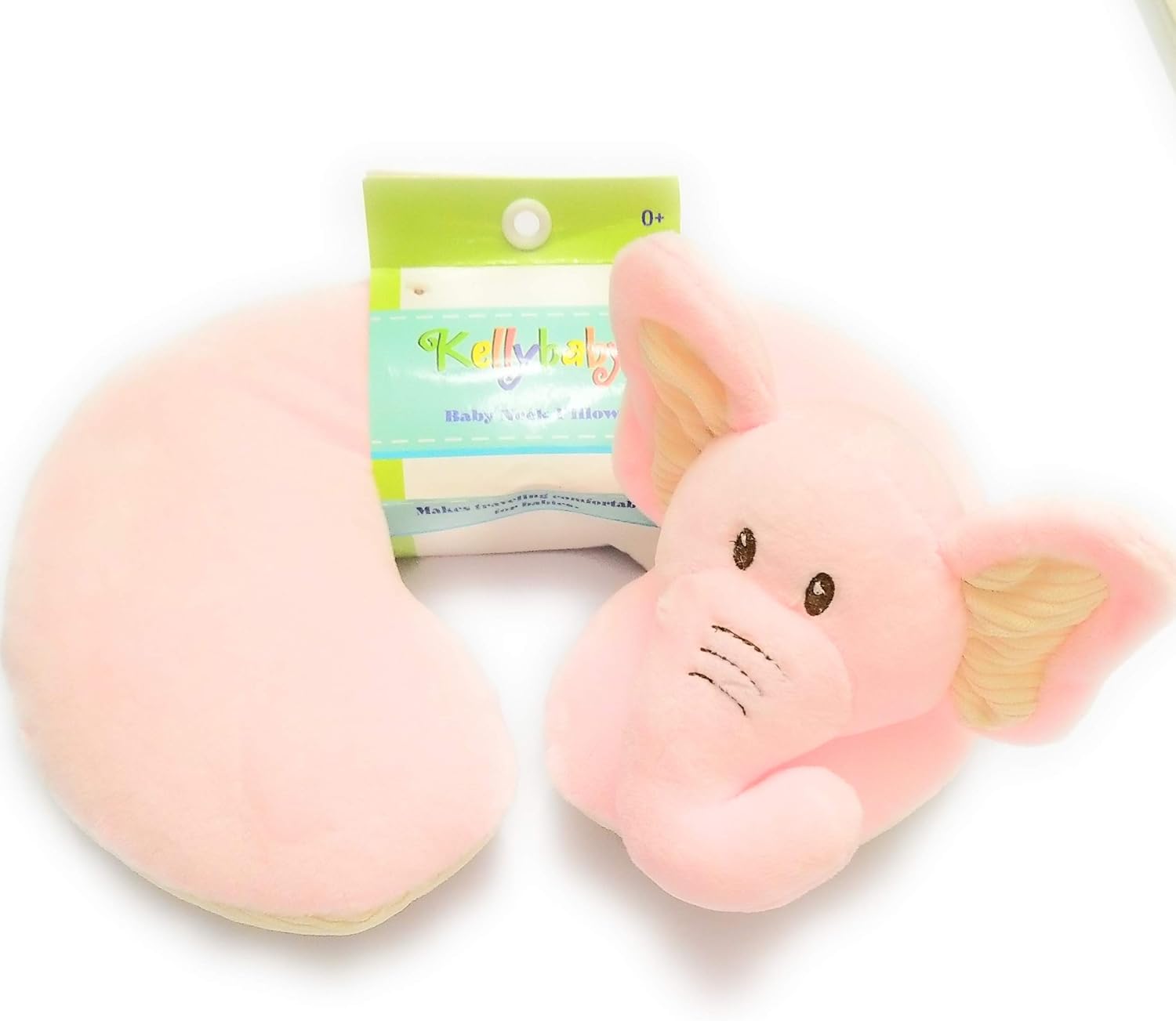 女宝宝颈部旅行枕 - 粉色和奶油色大象 - kellybaby 玩具